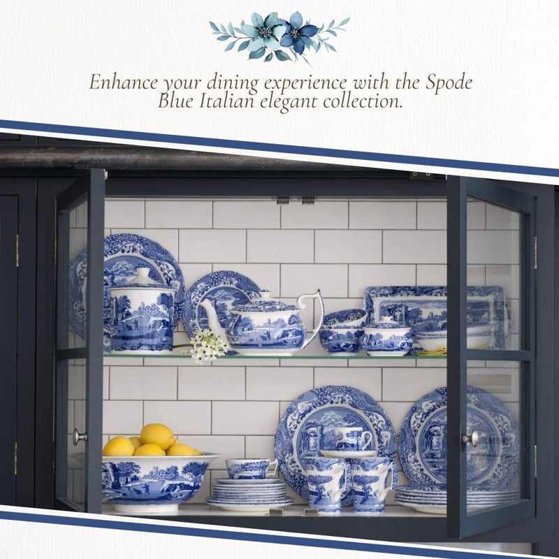 Spode Blue Italian Set of 6 Spice Jars, Fillable Containers for Mixed Herbs, Parsley, Peppercorn, Cinnamon, Rosemary, Basil - Image 5